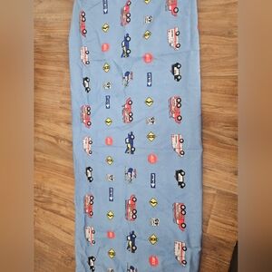 Everyday Kids Standard Baby Crib Sheet Blue Patterned With Fire Truck & Police